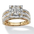 PalmBeach 2.20 TCW Princess-Cut Cubic Zirconia Square Halo Ring in 18k Gold over Sterling Silver Glam CZ