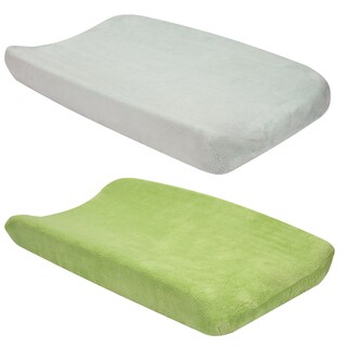 Trend Lab 2-piece Sage and Grey Changing Pad Cover Set-Image