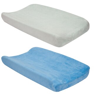 Trend Lab 2-piece Sky Blue and Grey Changing Pad Cover Set-Image