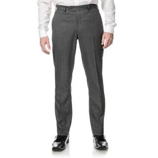 Perry Ellis Men's Slim Fit Grey Sharkskin Flat Front Dress Pants-Image