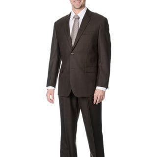 Martino Men's 'Wool Rich' Brown Wool Blend Suit-Image