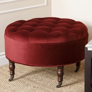 Buy Cheap Monica Pedersen 'Presidio' Burgundy Round Ottoman by Abbyson Living