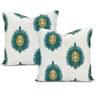 Low Price Mayan Teal Cotton Pillow Cover (Set of 2)