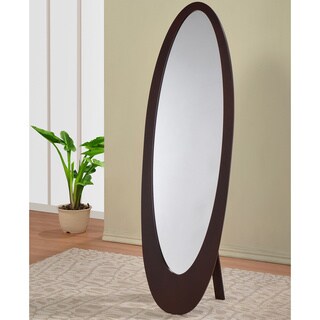 Buy Cheap Cappuccino Finish Wooden Oval Cheval Floor Mirror