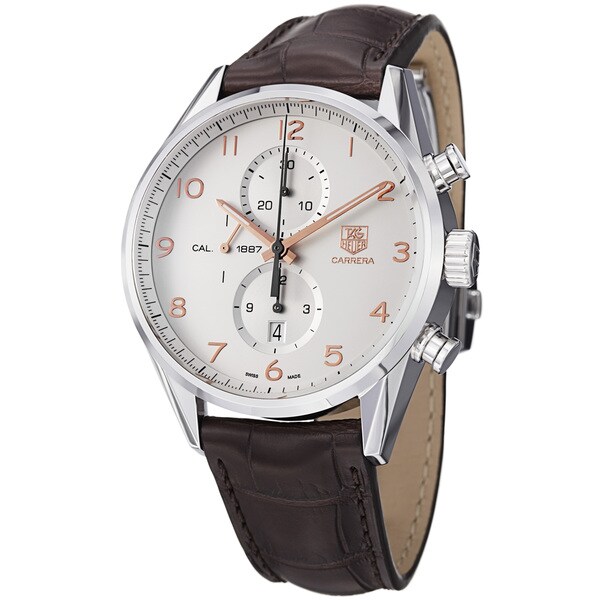 Tag Heuer Men's CAR2012.FC6236 'Carrera' Silver Dial Brown Leather