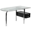 Chrome/ Glass 2-drawer Pedestal Computer Desk