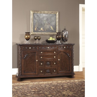 Compare Price Signature Design by Ashley North Shore Dining Room Server in Dark Brown Finish