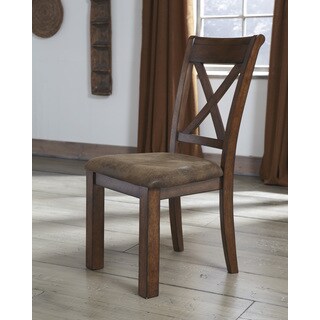 Low Price Signature Design by Ashley 'Waurika' Medium Brown X-back Dining Chair (set of 2)