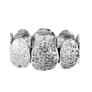 Metal Hammered Stretch Disc Bracelet-Image