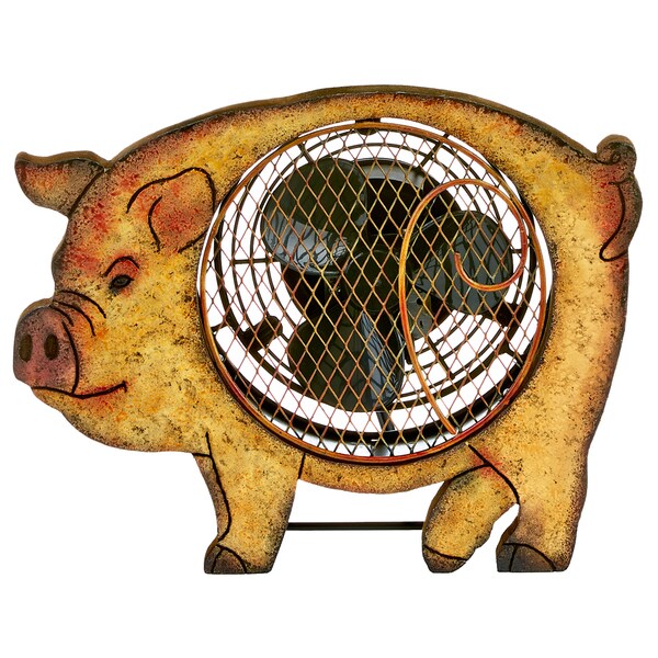 Deco Breeze DBF0106 Wood Pig Figurine Fan