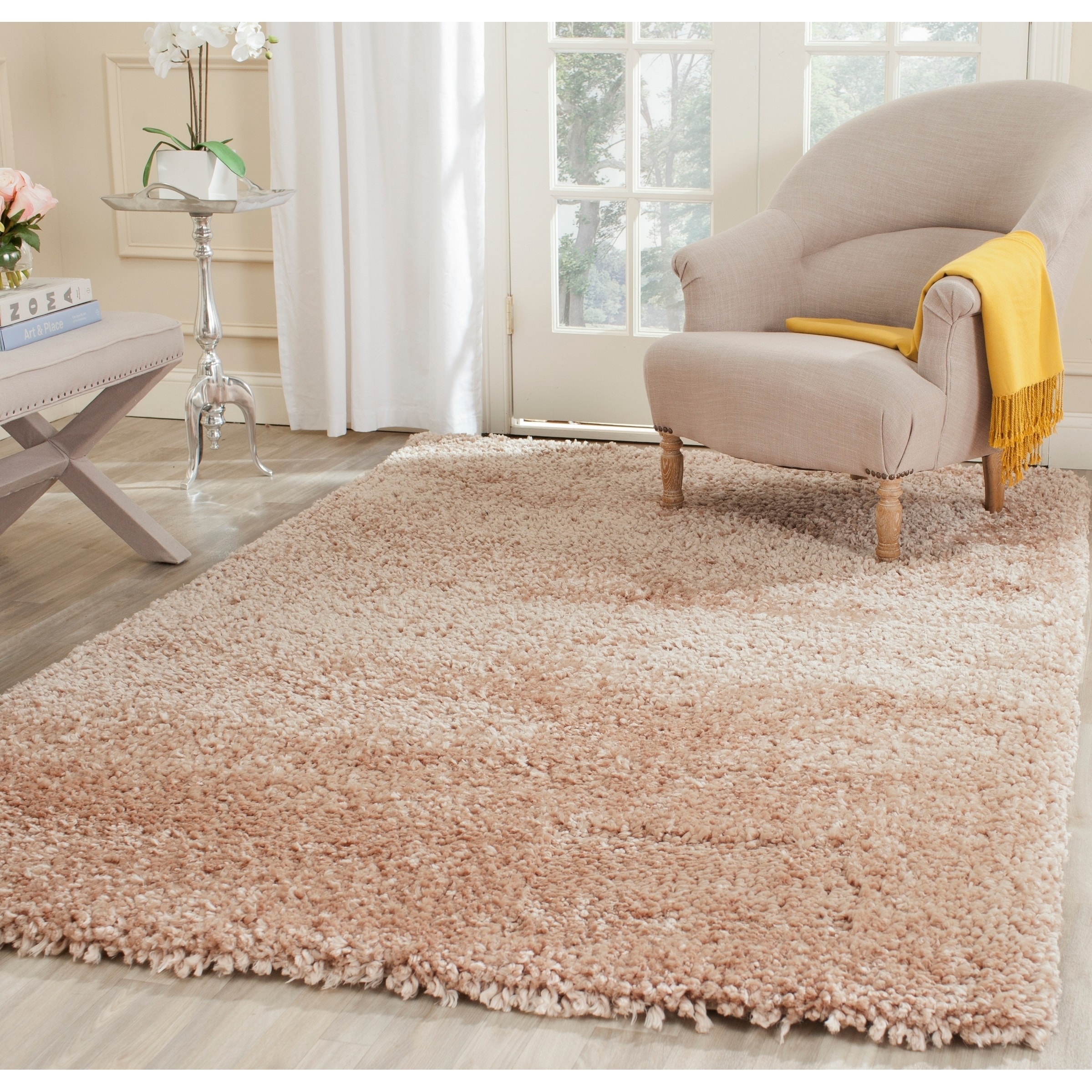 Safavieh Handmade Popcorn Shag Beige Polyester Rug (4 X 6)