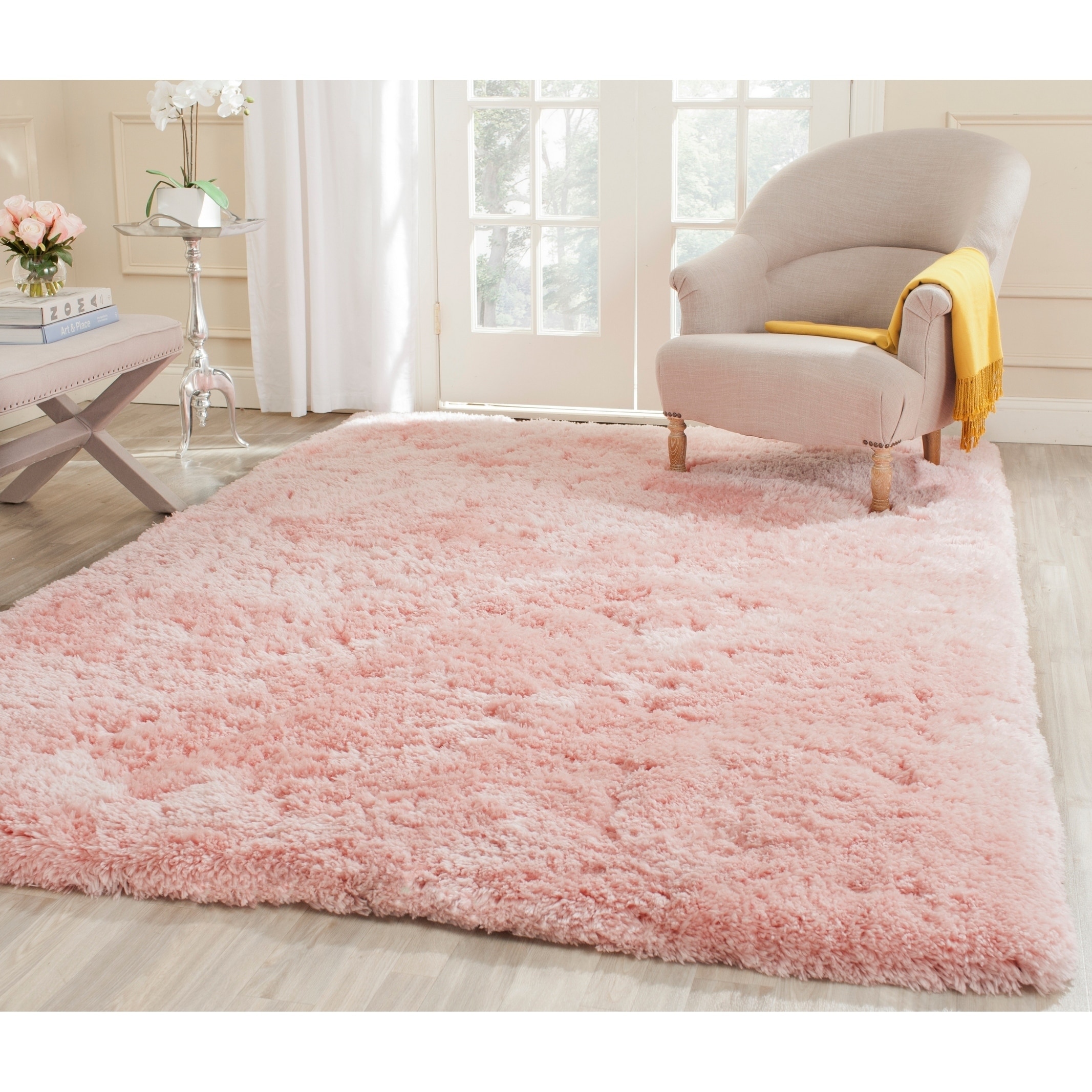 Safavieh Handmade Shag Pink Polyester Rug (86 X 12)