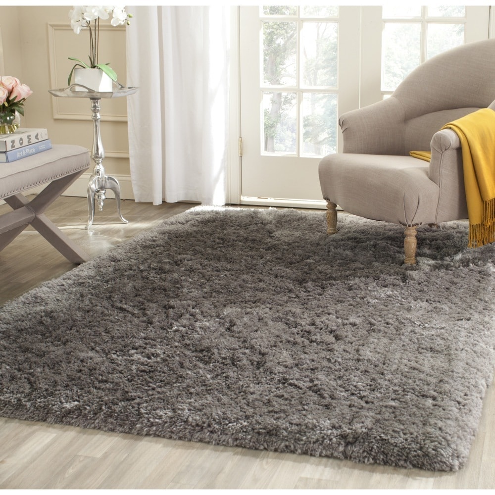 Safavieh Handmade Shag Grey Polyester Rug (5 Square)