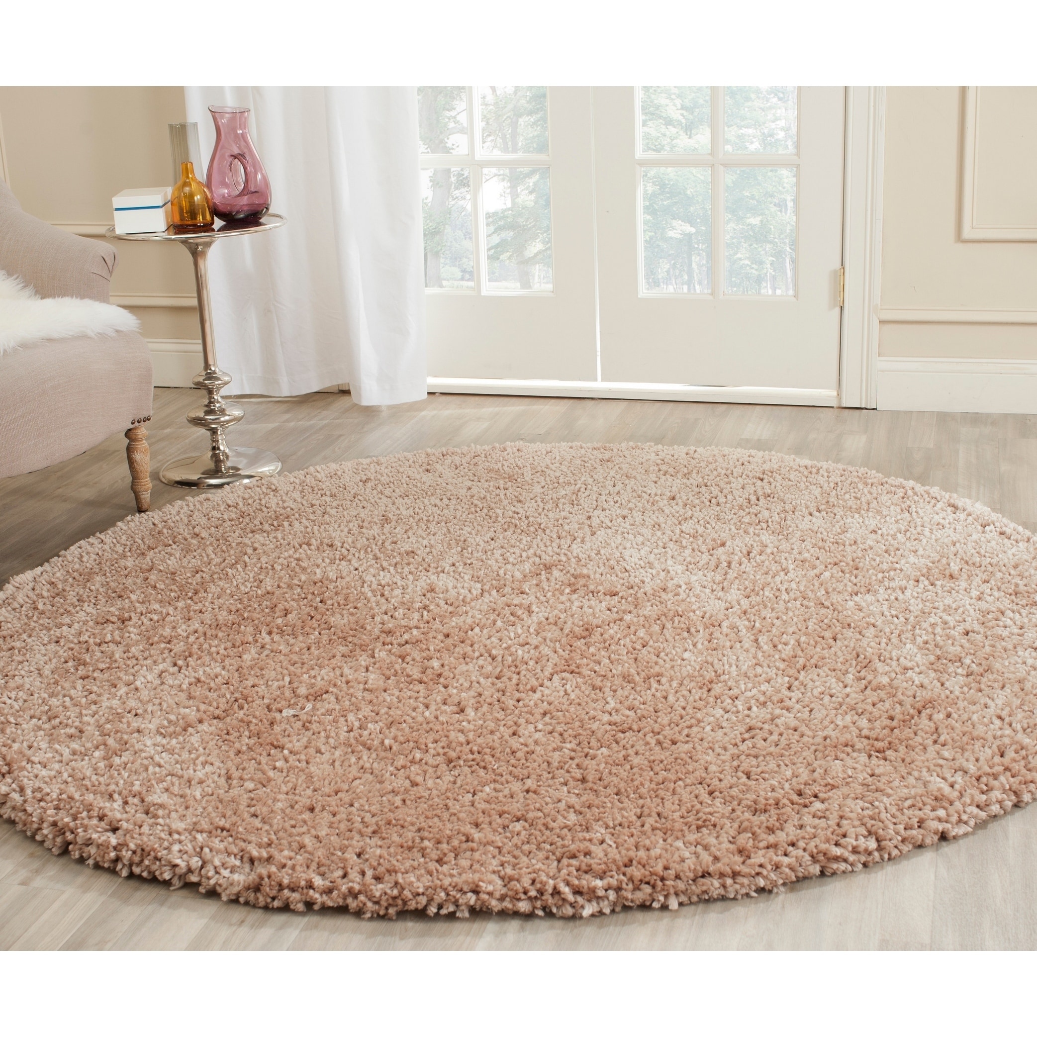 Safavieh Handmade Popcorn Shag Beige Polyester Rug (6 Round)