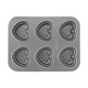Cake Boss Novelty Grey Nonstick Bakeware 6-Cup Heart Cakelette Pan