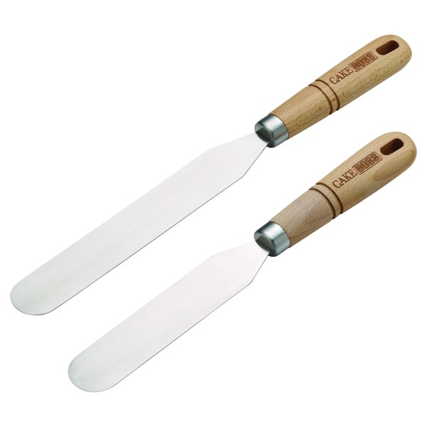 Cake Boss Wooden Tools and Gadgets 2-Piece Stainless Steel Icing Spatula Set