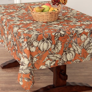 (^ ^)// Harvest Toile Pumpkin Textured Tablecloth