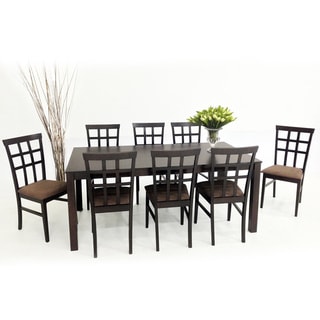 Compare Price Warehouse of Tiffany 9-piece Light Cappuccino Justin with Juno Dining Furniture Set