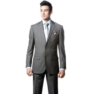 Zonettie by Ferrecci Mens Slim Fit Dark Grey Pinstripe 2-piece Suit-Image