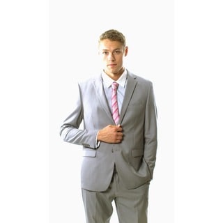 West End Men's Young Look Slim Fit 2-button Light Grey Suit-Image