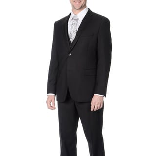 Caravelli Men's Slim Fit Black Vested Suit-Image