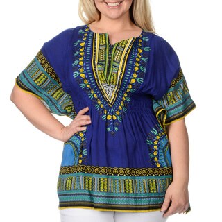 La Cera Women's Plus-size Ethnic Print Caftan Top-Image