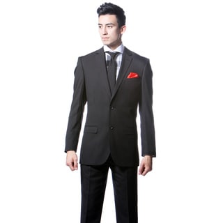 Zonettie by Ferrecci Men's Slim Fit Black Pinstripe Suit-Image