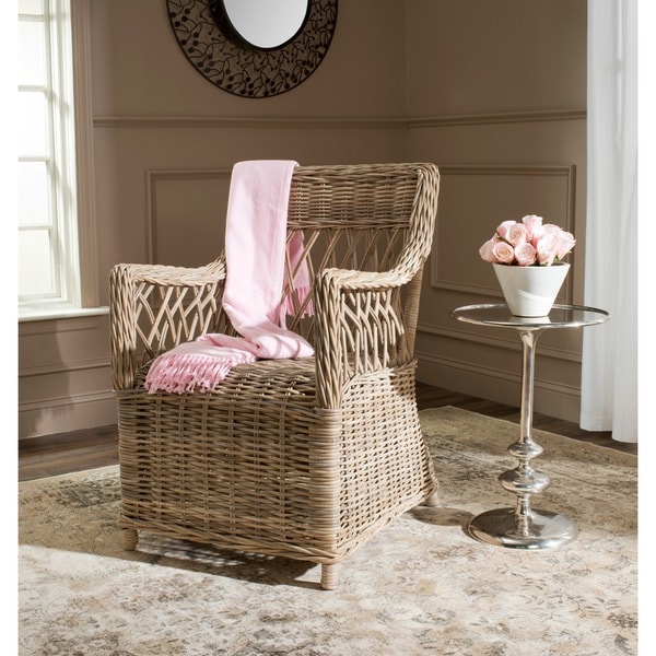 Safavieh Hinaku Kubu Soft Grey Rattan Arm Chair