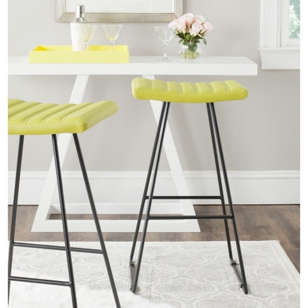 Safavieh Mid-Century Dining Akito Modern Green 30-inch Bar Stool (Set of 2)