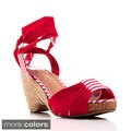 Envy Women's Cerise Open-toe Espadrille Wedge 