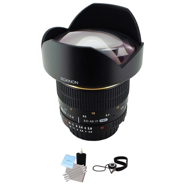 Rokinon 14mm f/2.8 IF ED UMC Lens For Nikon with Focus Confirm Chip Bundle