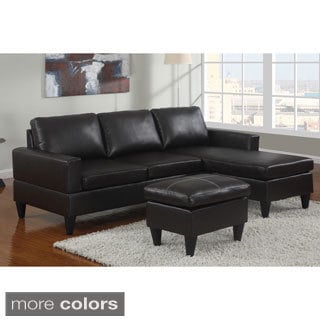 Great Prices Cannes Reversible Sectional Couch with Free Ottoman in Faux Leather