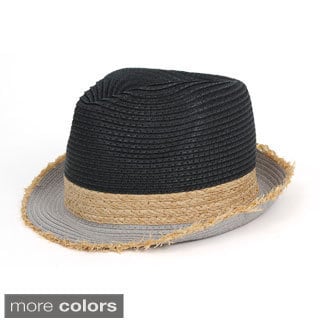 Magid Tri-color Fringed Brim Straw Hat-Image