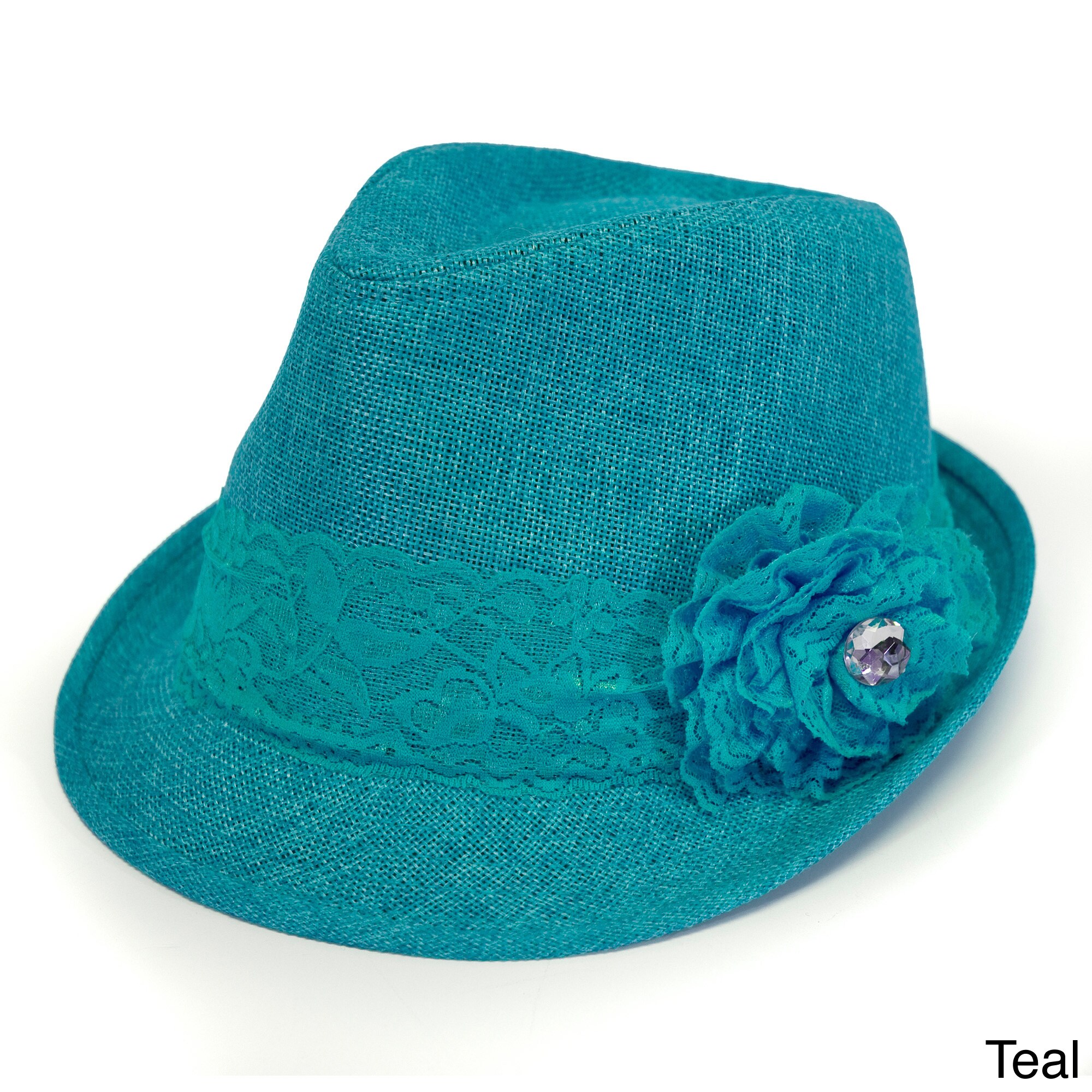 Magid Lace Trim and Flower Straw Fedora Hat Overstock Shopping