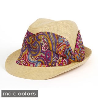 Magid Paisley Band Paper Straw Fedora Hat-Image