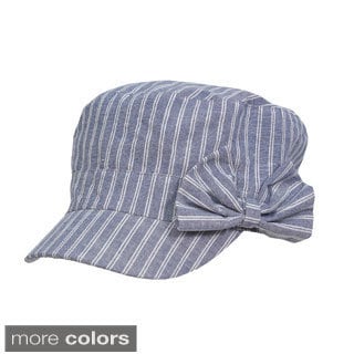 Magid Cotton Canvas Striped Cadet Hat with Bow-Image