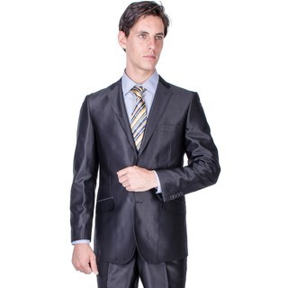 Men's Slim Fit Black Shiny 2-button Suit-Image