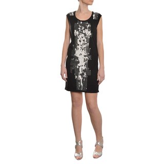 Nicole Miller Women's Black Stretch Fit Sequined Tank Dress-Image