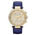 Michael Kors Women's MK2280 Parker Goldtone/ Navy Leather Watch