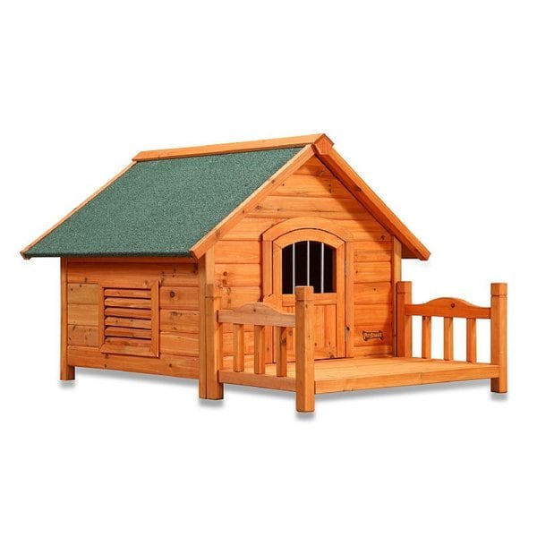 Pet Squeak Porch Pups Wooden Cabin Dog House with Deck - 16248833 