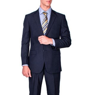 Men's Modern Fit Black Tonal Stripe 2-button Suit-Image