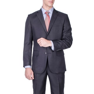 Men's Modern Fit Black Textured 2-Button Suit-Image