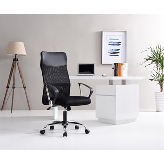Black Mesh Adjustable-height Swivel Rolling Office Chair