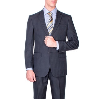 Men's Black Stripe 2-button Modern-fit Suit-Image