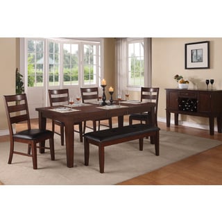 --->  Olvia Walnut Finish 6 or 7-piece Dining Set with Bench