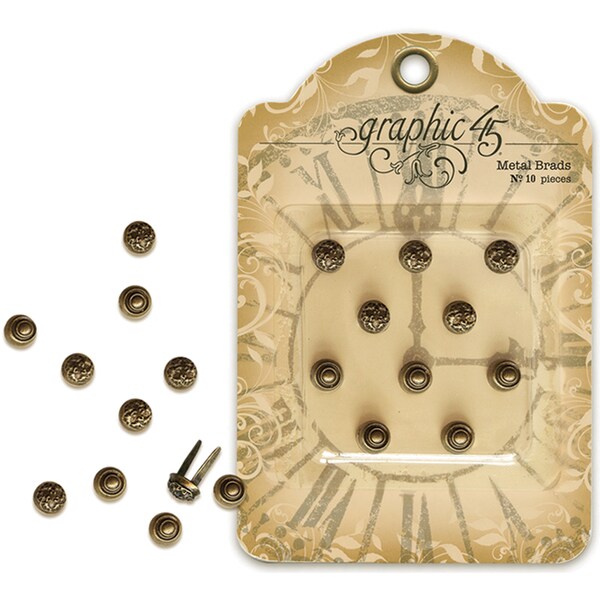 Staples Ornate Metal Brads 10/Pkg-Shabby Chic 2 Designs/5 Each, 10mm
