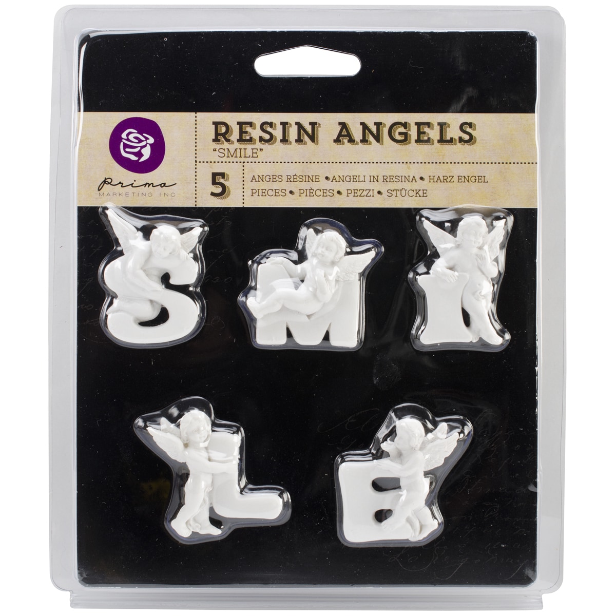 Resin Angel Embellishments smile Word, 1 Letters