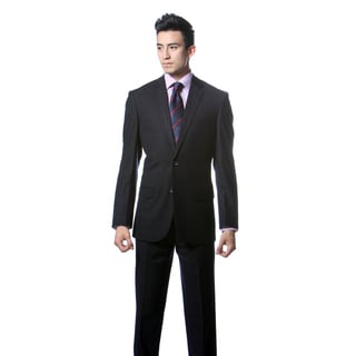 Zonettie by Ferrecci Men's Custom Slim Fit Dark Navy Plaid Suit-Image