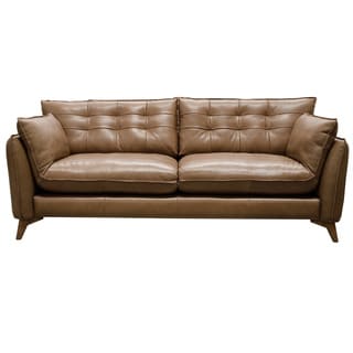 Toby Aurora Leather 85-inch Mid Century Modern Sofa
