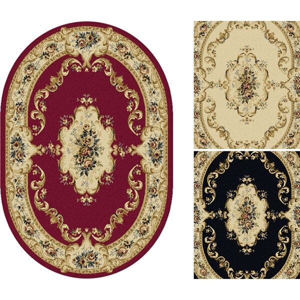 Alise Lagoon Red Oval Traditional Area Rug (5'3 x 7'3 Oval)